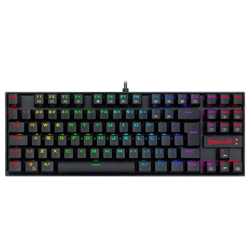 Teclado Redragon Magnético Gamer Kumara Pro RGB Preto Switch Marrom K552RGB-PRO (PT-Brown) V2