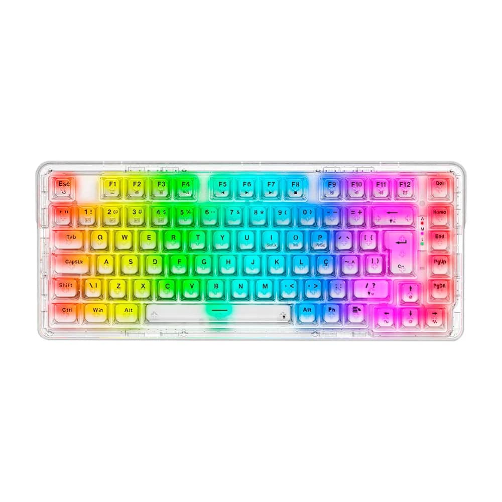 Teclado Redragon Mecânico Gamer ELF Pro RGB Crystal Clear Transparente K649CT-RGB-PRO PT