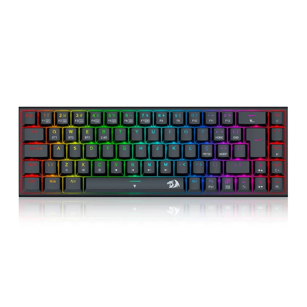 Teclado Redragon Mecânico Gamer Ryze Pro RGB Preto Switch Marrom K633RGB-PRO